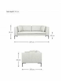 Westwing Collection Canapé 3 places crème Emma, larg. 227 x prof. 100 cm 8 Westwing Collection Canapé 3 places crème Emma, larg. 227 x prof. 100 cm -furniture Soldes Canape 3 places creme Emma 2