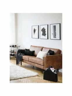 Westwing Collection Canapé 3 places cuir recyclé brun Hunter, larg. 219 x prof. 90 cmDisponibilité limitée -furniture Soldes Canape 3 places cuir recycle brun Hunter 2