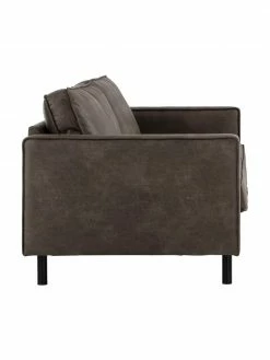 Westwing Collection Canapé 3 places cuir recyclé brun-gris Hunter, larg. 219 x prof. 90 cm -furniture Soldes Canape 3 places cuir recycle brun gris Hunter 5