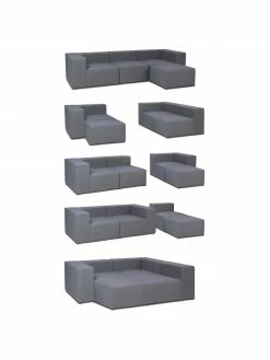 Westwing Collection Canapé 3 places d'extérieur modulable gris foncé Simon, larg. 210 x prof. 105 cm -furniture Soldes Canape 3 places dexterieur modulable gris fonce Simon 5