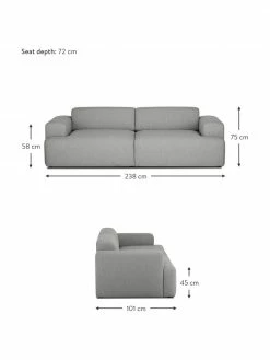Westwing Collection Canapé 3 places gris Melva, larg. 238 x prof. 101 cm -furniture Soldes Canape 3 places gris Melva 2