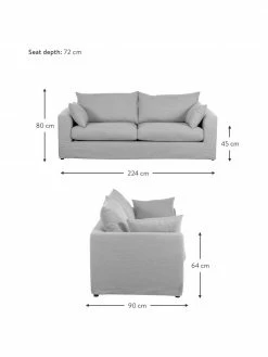 Canapé 3 places gris Zach, larg. 224 x prof. 90 cm -furniture Soldes Canape 3 places gris Zach 2