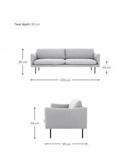 Westwing Collection Canapé 3 places gris clair Moby, larg. 220 x prof. 95 cm 8 Westwing Collection Canapé 3 places gris clair Moby, larg. 220 x prof. 95 cm -furniture Soldes Canape 3 places gris clair Moby 2