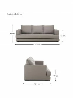 Westwing Collection Canapé 3 places gris foncé Tribeca, larg. 228 x prof. 104 cm -furniture Soldes Canape 3 places gris fonce Tribeca 2