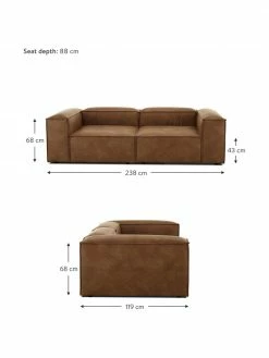 Westwing Collection Canapé 3 places modulaire cuir recyclé Lennon, larg. 238 x prof. 119 cm -furniture Soldes Canape 3 places modulaire cuir recycle Lennon 3