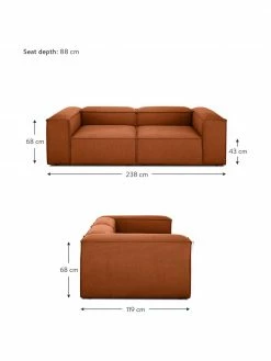 Westwing Collection Canapé 3 places modulaire terracotta Lennon, larg. 238 x prof. 119 cm 9 Westwing Collection Canapé 3 places modulaire terracotta Lennon, larg. 238 x prof. 119 cm -furniture Soldes Canape 3 places modulaire terracotta Lennon 3