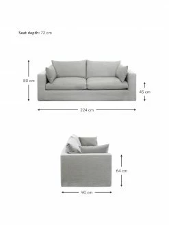 Canapé 3 places taupe Zach, larg. 224 x prof. 90 cm -furniture Soldes Canape 3 places taupe Zach 2