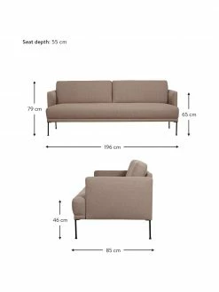 Westwing Collection Canapé 3 places taupe avec pieds en métal Moby, larg. 196 x haut. 85 cm -furniture Soldes Canape 3 places taupe avec pieds en metal Moby 3