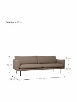 Westwing Collection Canapé 3 places taupe avec pieds en métal Moby, larg. 220 x haut. 95 cm -furniture Soldes Canape 3 places taupe avec pieds en metal Moby 8