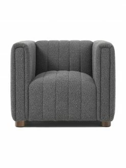 Westwing Collection Canapé 3 places tissu bouclé anthracite avec pieds en bois Antonio, larg. 88 x haut. 71 cm -furniture Soldes Canape 3 places tissu boucle anthracite avec pieds en bois Antonio 10