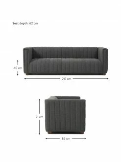 Westwing Collection Canapé 3 places tissu bouclé anthracite avec pieds en bois Antonio, larg. 217 x haut. 71 cm 9 Westwing Collection Canapé 3 places tissu bouclé anthracite avec pieds en bois Antonio, larg. 217 x haut. 71 cm -furniture Soldes Canape 3 places tissu boucle anthracite avec pieds en bois Antonio 3