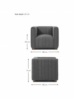 Westwing Collection Canapé 3 places tissu bouclé anthracite avec pieds en bois Antonio, larg. 88 x haut. 71 cm -furniture Soldes Canape 3 places tissu boucle anthracite avec pieds en bois Antonio 9