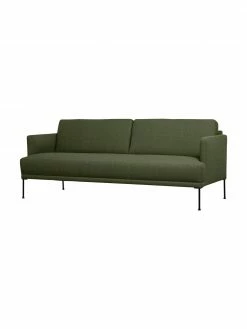 Westwing Collection Canapé 3 places tissu vert foncé pieds en métal Fluente, larg. 196 x prof. 85 cm -furniture Soldes Canape 3 places tissu vert fonce pieds en metal Fluente 4
