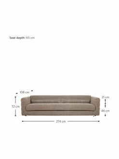 HKliving Canapé 3 places velours beige Club, larg. 274 x prof. 108 cm -furniture Soldes Canape 3 places velours beige Club 2