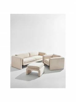 Canapé 3 places velours beige Mika, larg. 240 x prof. 88 cm -furniture Soldes Canape 3 places velours beige Mika 5