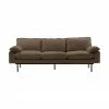 HKliving Canap&eacute; 3 places velours brun Magnolia, larg. 225 x prof. 94 cm