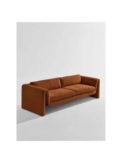 Canapé 3 places velours brun Mika, larg. 240 x prof. 88 cm -furniture Soldes Canape 3 places velours brun Mika 5