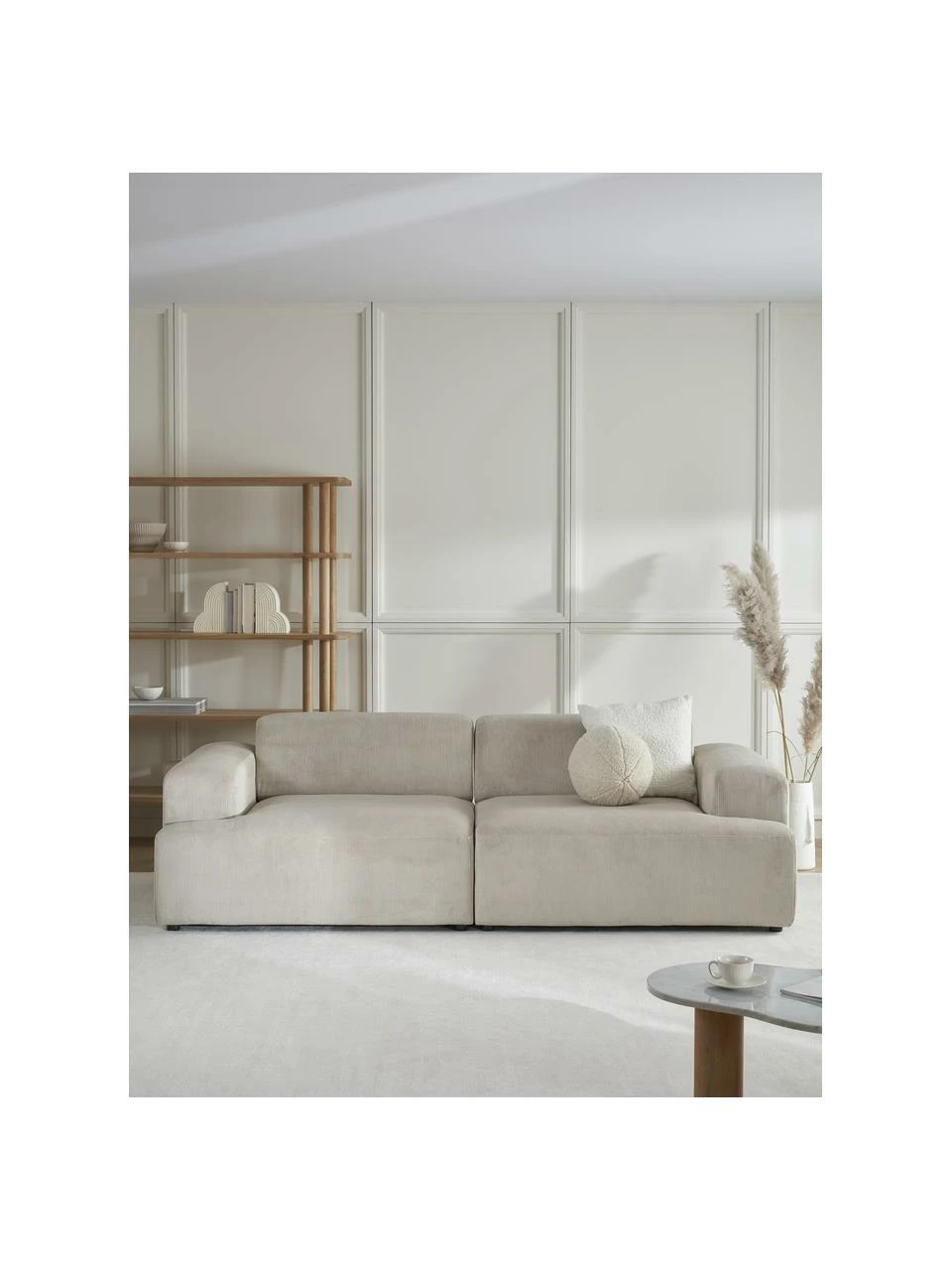 Westwing Collection Canapé 3 places velours côtelé beige Melva, larg. 238 x prof. 101 cm 2 Westwing Collection Canapé 3 places velours côtelé beige Melva, larg. 238 x prof. 101 cm – Image 2