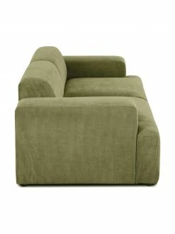 Westwing Collection Canapé 3 places velours côtelé vert Melva, larg. 238 x prof. 101 cm -furniture Soldes Canape 3 places velours cotele vert Melva 4