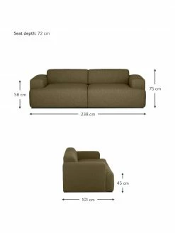 Westwing Collection Canapé 3 places vert olive Melva, larg. 238 x prof. 101 cm 8 Westwing Collection Canapé 3 places vert olive Melva, larg. 238 x prof. 101 cm -furniture Soldes Canape 3 places vert olive Melva 2