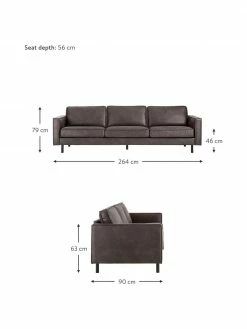 Westwing Collection Canapé 4 places cuir recyclé Hunter, larg. 264 x prof. 90 cm -furniture Soldes Canape 4 places cuir recycle Hunter 2