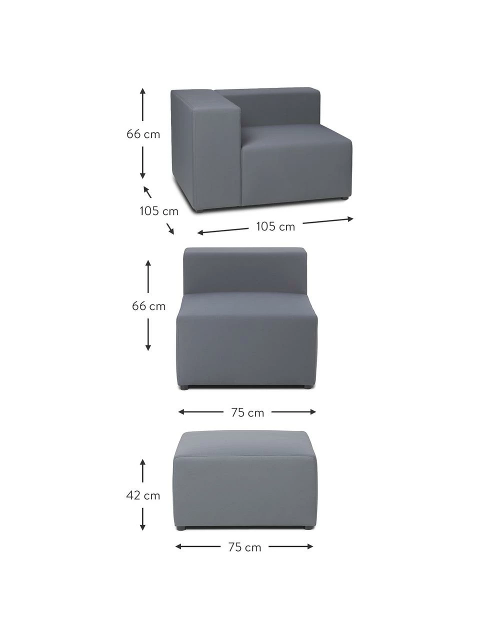 Westwing Collection Canapé 4 places d'extérieur modulable gris foncé avec repose-pieds Simon, larg. 285 x prof. 105 cm 5 Westwing Collection Canapé 4 places d'extérieur modulable gris foncé avec repose-pieds Simon, larg. 285 x prof. 105 cm – Image 5