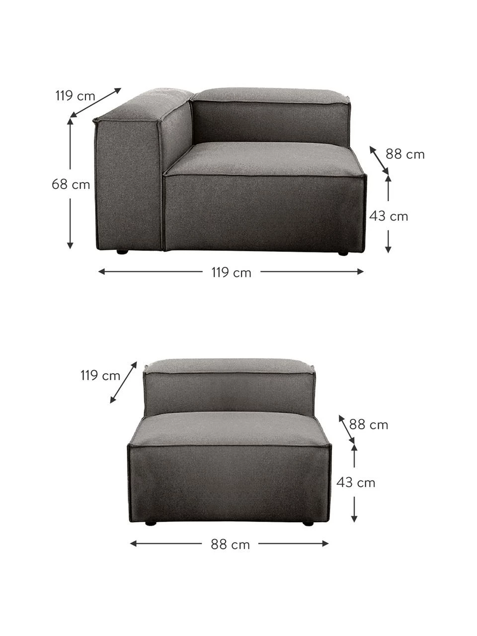 Westwing Collection Canapé 4 places modulaire gris anthracite Lennon, larg. 327 x prof. 119 cm 4 Westwing Collection Canapé 4 places modulaire gris anthracite Lennon, larg. 327 x prof. 119 cm – Image 4