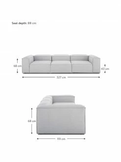 Westwing Collection Canapé 4 places modulaire gris clair Lennon, larg. 327 x prof. 119 cm -furniture Soldes Canape 4 places modulaire gris clair Lennon 2