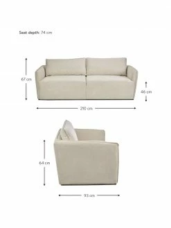 Westwing Collection Canapé beige John (3 places), larg. 210 x long. 98 cm -furniture Soldes Canape beige John 3 places 2