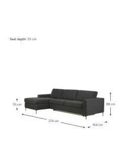 Westwing Collection Canapé convertible 3 places anthracite pieds en métal Cucita, larg. 274 x prof. 164 cm, méridienne à gauche -furniture Soldes Canape convertible 3 places anthracite pieds en metal Cucita 3