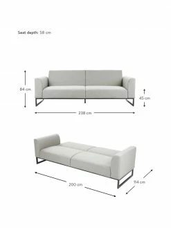 Westwing Collection Canapé convertible 3 places gris clair Josephine, larg. 238 x prof. 85 cm -furniture Soldes Canape convertible 3 places gris clair Josephine 3