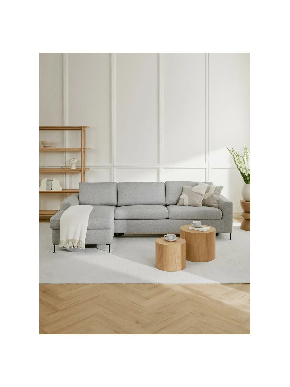 Westwing Collection Canapé convertible 3 places gris clair pieds en métal Cucita, larg. 274 x prof. 164 cm, méridienne à gauche 2 Westwing Collection Canapé convertible 3 places gris clair pieds en métal Cucita, larg. 274 x prof. 164 cm, méridienne à gauche – Image 2