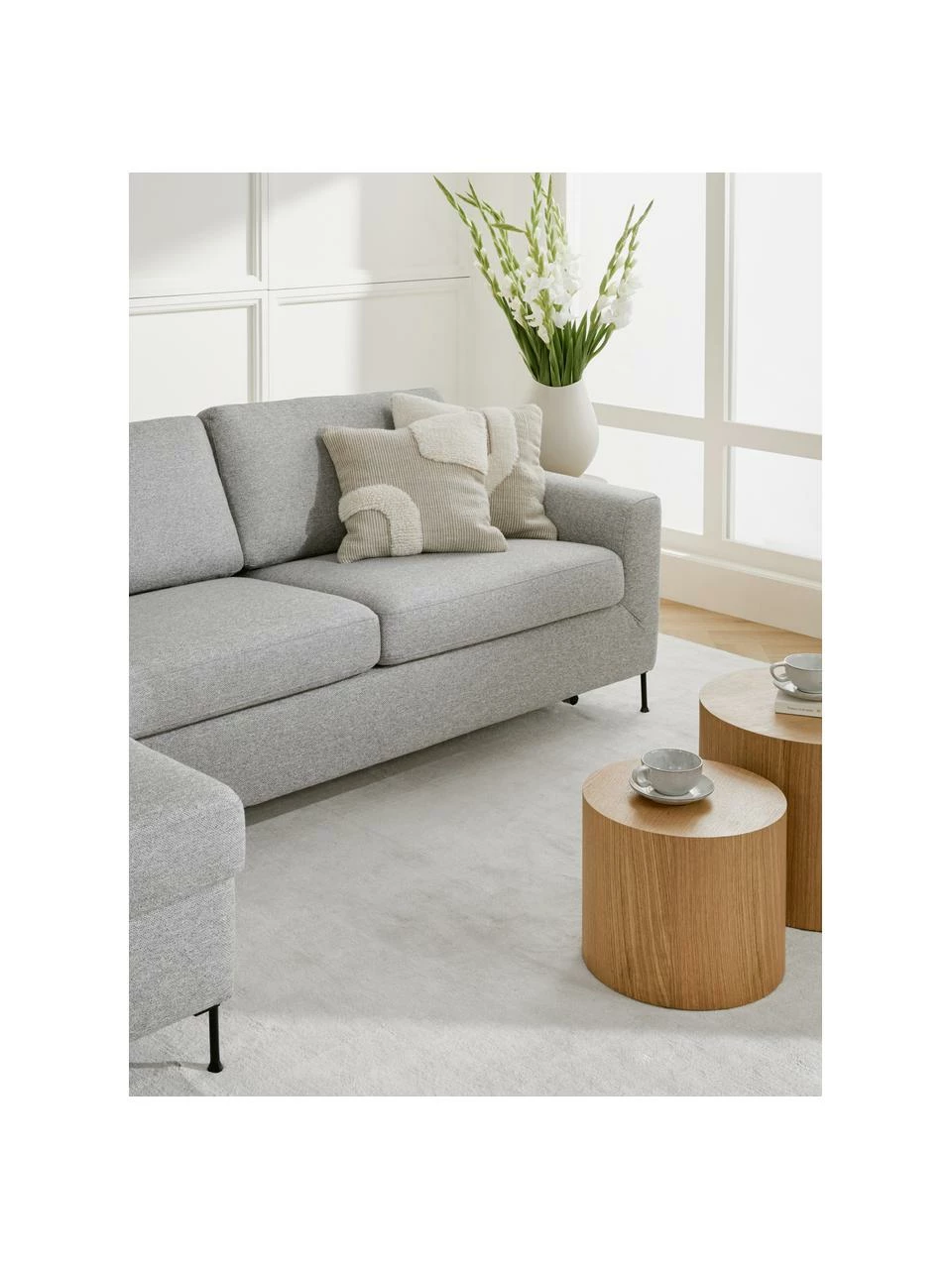 Westwing Collection Canapé convertible 3 places gris clair pieds en métal Cucita, larg. 274 x prof. 164 cm, méridienne à gauche 4 Westwing Collection Canapé convertible 3 places gris clair pieds en métal Cucita, larg. 274 x prof. 164 cm, méridienne à gauche – Image 4