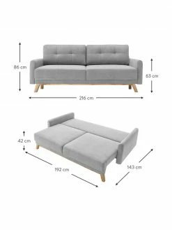 Bobochic Paris Canapé convertible 3 places velours gris clair, dépliant Balio, larg. 216 x prof. 102 cm -furniture Soldes Canape convertible 3 places velours gris clair depliant Balio 2