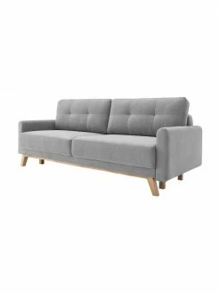 Bobochic Paris Canapé convertible 3 places velours gris clair, dépliant Balio, larg. 216 x prof. 102 cm -furniture Soldes Canape convertible 3 places velours gris clair depliant Balio 5