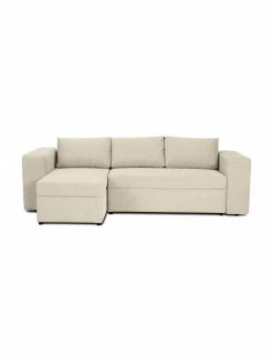 Westwing Collection Canapé convertible beige, avec rangement Noah, larg. 269 x prof. 160 cm, méridienne à gauche