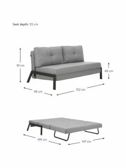 Westwing Collection Canapé convertible gris clair Edward, larg. 152 x prof. 96 cm -furniture Soldes Canape convertible gris clair Edward 4