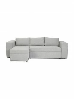 Westwing Collection Canapé convertible gris clair, avec rangement Noah, larg. 269 x prof. 160 cm, méridienne à gauche