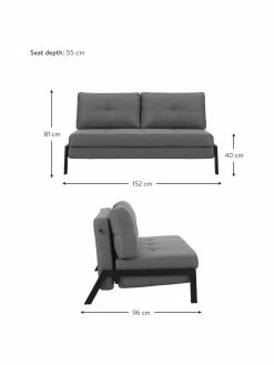 Westwing Collection Canapé convertible gris foncé Edward, larg. 152 x prof. 96 cm -furniture Soldes Canape convertible gris fonce Edward 3
