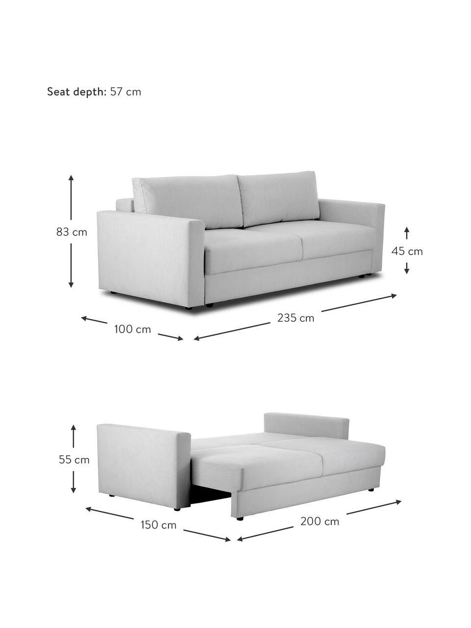 Westwing Collection Canapé convertible velours Tasha, larg. 235 x prof. 100 cm 2 Westwing Collection Canapé convertible velours Tasha, larg. 235 x prof. 100 cm – Image 2