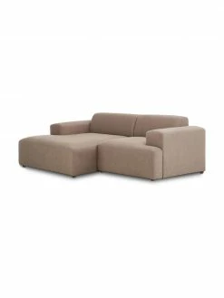 Westwing Collection Canapé d'angle 3 places brun Melva, larg. 239 x prof. 143 cm, méridienne à gauche -furniture Soldes Canape dangle 3 places brun Melva 2