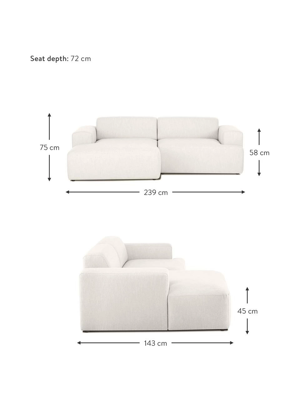 Westwing Collection Canapé d'angle 3 places couleur grège Melva, larg. 239 x prof. 143 cm, méridienne à gaucheDisponibilité limitée 3 Westwing Collection Canapé d'angle 3 places couleur grège Melva, larg. 239 x prof. 143 cm, méridienne à gaucheDisponibilité limitée – Image 3