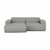 Westwing Collection Canap&eacute; d'angle 3&nbsp;places gris Melva, larg. 239 x prof. 143 cm, méridienne à gauche