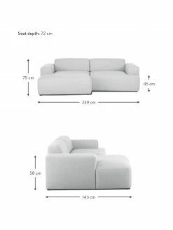 Westwing Collection Canapé d'angle 3 places gris clair Melva, larg. 239 x prof. 143 cm, méridienne à gauche 10 Westwing Collection Canapé d'angle 3 places gris clair Melva, larg. 239 x prof. 143 cm, méridienne à gauche -furniture Soldes Canape dangle 3 places gris clair Melva 4