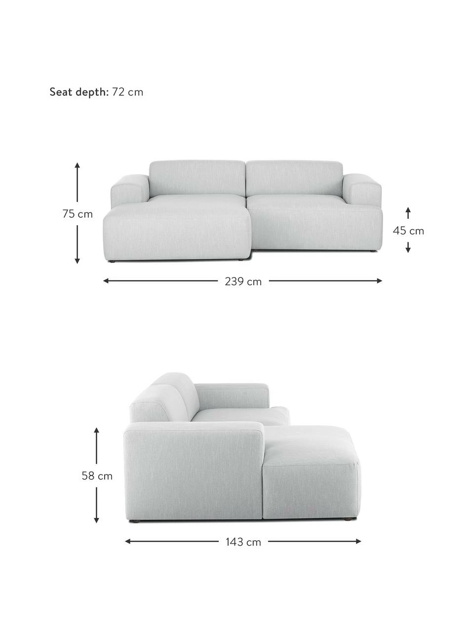 Westwing Collection Canapé d'angle 3 places gris clair Melva, larg. 239 x prof. 143 cm, méridienne à gauche 5 Westwing Collection Canapé d'angle 3 places gris clair Melva, larg. 239 x prof. 143 cm, méridienne à gauche – Image 5