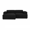Westwing Collection Canapé d'angle 3 places noir Melva, larg. 239 x prof. 143 cm, méridienne à gauche