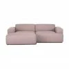 Westwing Collection Canapé d'angle 3 places rose Melva, larg. 239 x prof. 143 cm, méridienne à gauche
