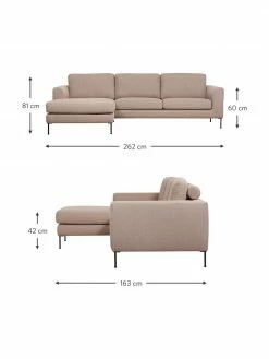 Westwing Collection Canap&eacute; d'angle 3 places taupe Cucita, larg. 262 x prof. 163 cm, méridienne à gauche -furniture Soldes Canape dangle 3 places taupe Cucita 2