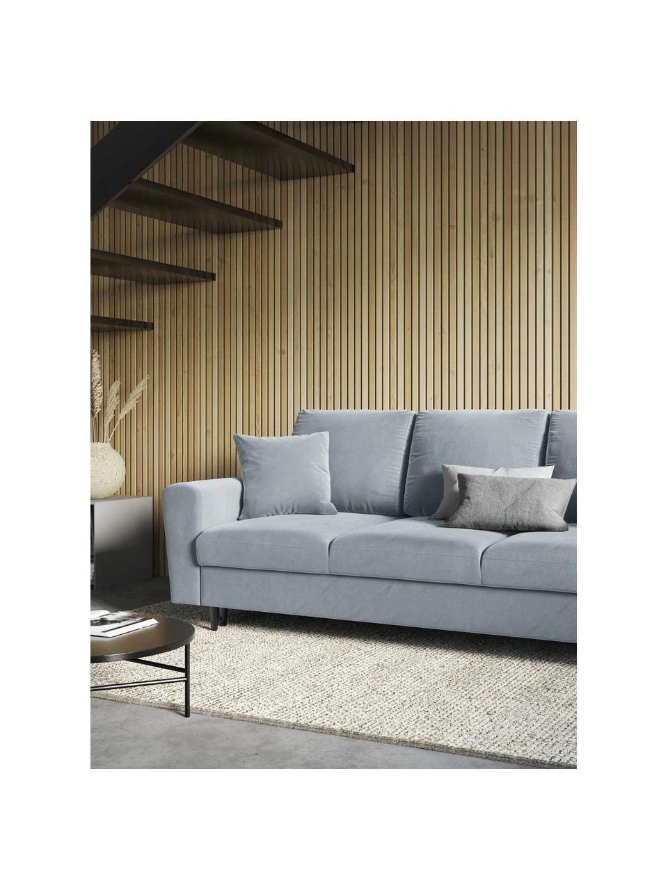 Canapé d'angle 3 places velours avec rangement Moghan, larg. 235 x prof. 100 cm 2 Canapé d'angle 3 places velours avec rangement Moghan, larg. 235 x prof. 100 cm – Image 2