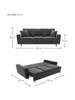 Canapé d'angle 3 places velours avec rangement Moghan, larg. 235 x prof. 100 cm -furniture Soldes Canape dangle 3 places velours avec rangement Moghan 20
